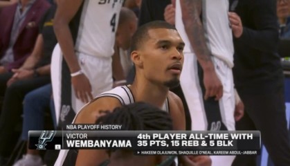 欧博ABG官网-文班单场35+分15+板5+盖帽！NBA历史第4人！比肩大梦鲨鱼天勾